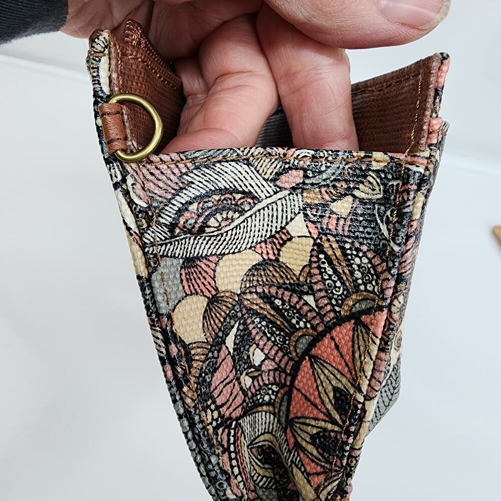 Sakroots Wristlet Wallet Floral Crossbody Strap Brown Phone Pocket Strap Missing - Picture 9 of 16
